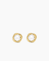 Crossover Infinity Pearl Stud Earrings in 18K Yellow Gold with Pearls, 10mm
